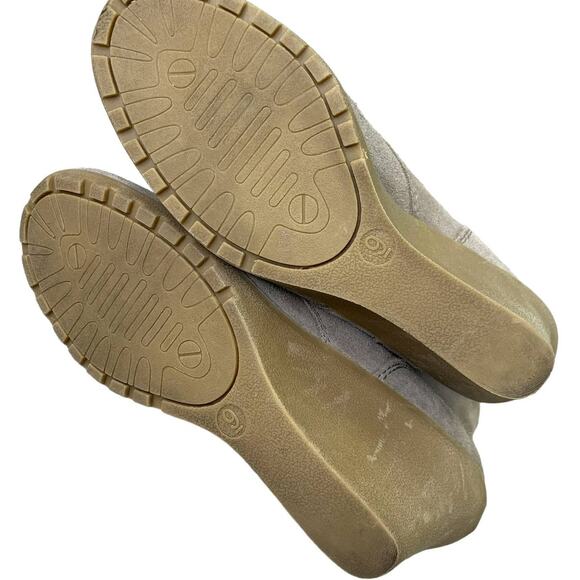 White Mountain Womens 9M Suede Ankle Boots High Wedge Heel Laced Up Taupe Gray - Picture 6 of 11